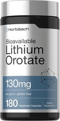 HORBAACH LITHIUM OROTATE 130mg Brain Memory Nerve Mood Stress Support 180 Caps