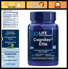 Cognitex Elite Supplement – Boost Attention, Focus, Mood & Memory, 60 Tablets, G