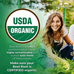 Zazzee USDA Organic Beet Root 20:1 Extract, 120 Vegan Quick Release Capsules