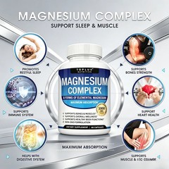 Toplux Magnesium Complex,8 Essential Forms,1000mg High Potency for Muscle&Sleep