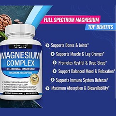 Magnesium Complex 1000mg, 8 Elemental Magnesium, Gluten Free- Non-GMO