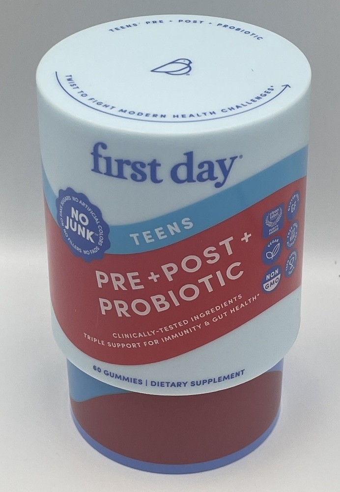 First Day TEEN Prebiotic + Probiotic Supplement 60 gummies *SEALED* Exp 9/2026