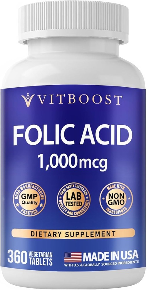 VITBOOST Folic Acid 1000 mcg (1667 mcg DFE) – 360 Tablets