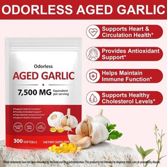 1 PACK Elare Aged Garlic Extract, 300 Softgels, 7500mg Odorless | Heart & Immune