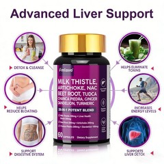 Milk Thistle (Silymarin) Extract 1400 mg liver cleanser liver detox cardio 60ct