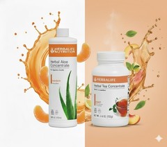 Herbal Tea Concentrate Peach Flavor 3.6Oz & Mandarin Aloe Pint Exp5/27