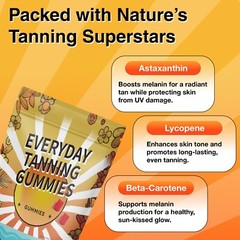 Tanning Gummies – Natural Tanning Supplement Astaxanthin Lycopene Beta Carotene