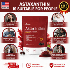 Astaxanthin 12mg 240 Softgels, 4 Month Supply,Triple Strength,Non-GMO,Eye Health