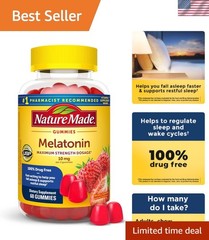 Natural Strawberry Melatonin Gummies 10mg – 30 Day Supply for Better Sleep