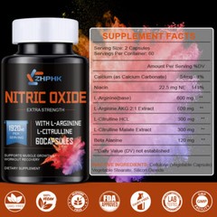 Nitric Oxide Booster Supplement w/L-Arginine 3000mg Premium Workout Muscle Pump