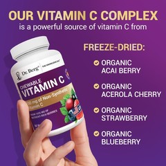 Dr. Berg Chewable Vitamin C Complex – Made with Organic, Non-GMO Berries – 60…