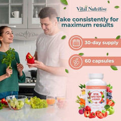 New Vital Super Fruits Veggies Daily Supplement Capsules Fast Shipping
