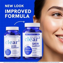 Clear Skin Supplement with Zinc, DIM and Probiotics | 3-in-1 Balance, Glow an