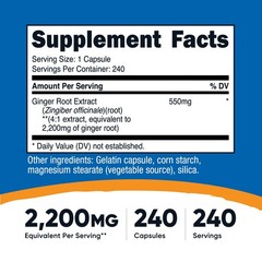 Nutricost Ginger Root Extract 550mg, 240 Capsules