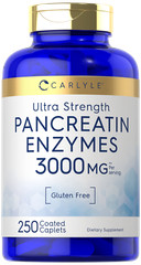 Pancreatin Digestive Enzymes | 3000mg | 250 Caplets | Non-GMO | by Carlyle