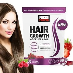 Hair Growth Soft Chews Thicker Stronger Hair 60 Mixed Berry Reduce Wrinkles++++-