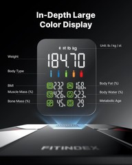 FITINDEX Smart Scale with BMI, Body Fat, Muscle Mass, Scale for Body Weight a…