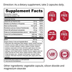 UpNourish Methylated B Complex Vitamins for Women and Men, 240 Veggies Capsules