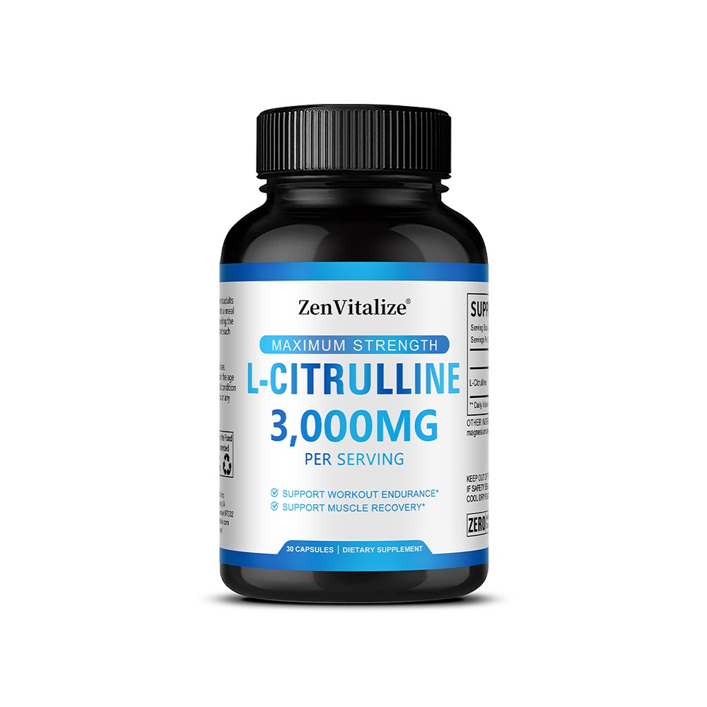 L-Citrulline 3000mg, 30/60/120 Capsules – Gluten Free & Non-GMO