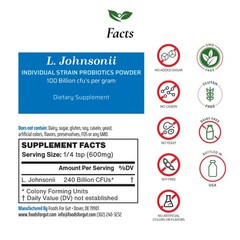 Lactobacillus Johnsonii Probiotic Powder 100B CFU | Bottled in USA|No Additives
