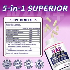 NAD+ 1,119mg Per Serving, 8-in-1 Complex Anti-Aging 120 Veggie Capsules