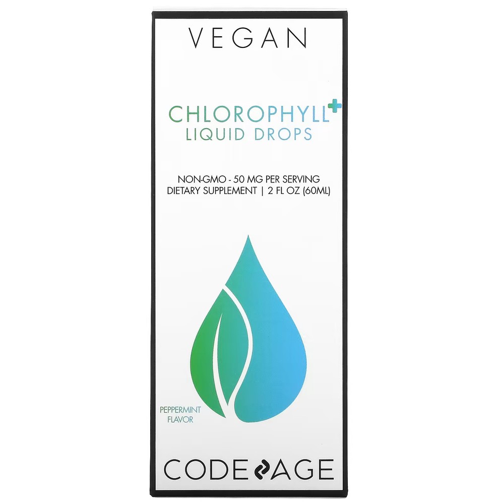 2 X Codeage, Vegan Chlorophyll+ Liquid Drops, Peppermint, 50 mg, 2 fl-worldwide