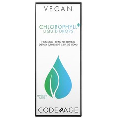 2 X Codeage, Vegan Chlorophyll+ Liquid Drops, Peppermint, 50 mg, 2 fl-worldwide