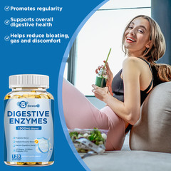 120Digestive Enzymes Prebiotic & Probiotics Gas,Constipation,Bloating Relief
