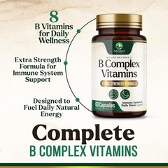 B Complex Vitamin Supplement 1000mcg – 3X Strength with Vitamin C & Folic Acid