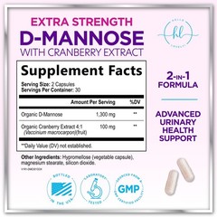 Organic D Mannose 1300mg per Serving Supplements – Extra Strength D-Mannose C…