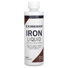 2 X Kirkman Labs, Iron Liquid, Natural Peach Mango, 8 fl oz (237 ml)-worldwide