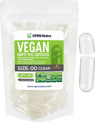 Size 00 Empty Vegan Capsules, 100 Count, Clear – DIY Veggie Pill Filling