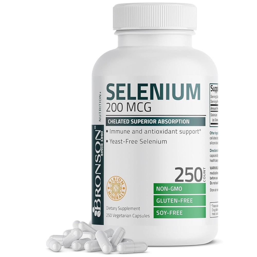Bronson Selenium 200 mcg – Yeast Free Chelated Amino Acid Complex – Essential Tr