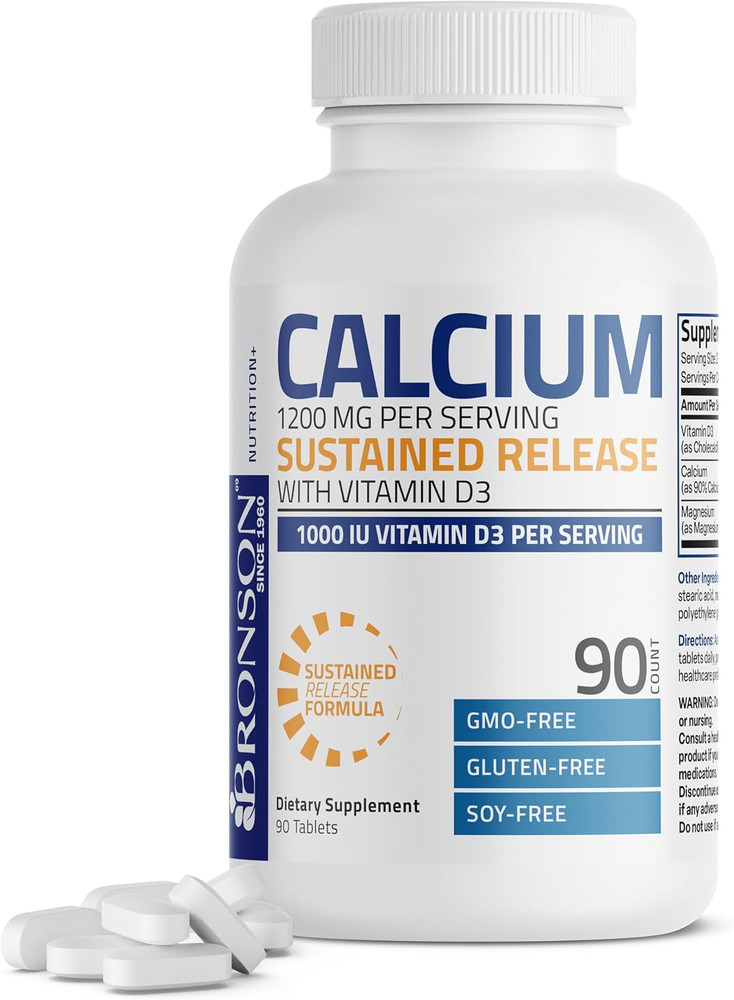 Bronson Calcium 1200 MG Per Serving Sustained Release 90 Tabs ~ Exp 2/28