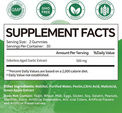 Odorless Aged Garlic Extract Gummies,7500mg Garlic,2 Years Aged Garlic Extract,G
