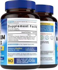 Vitalibre 10 in 1 Magnesium Complex, 420mg Elemental Magnesium | Ultra Strength,