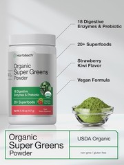 Organic Greens & Prebiotic Powder | 5.18 oz | Strawberry Kiwi | by Horbäach