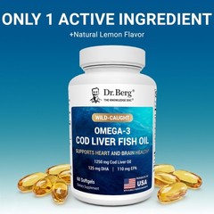 Dr. Berg Omega3 Cod Liver Fish Oil 60 Softgels – WildCaught Icelandic Cod – O…