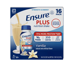 Ensure Plus Nutrition Shake Vanilla 16 Pack 16g Protein 8oz