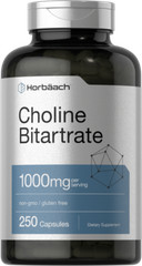 Choline Bitartrate | 1000mg | 250 Capsules | Non-GMO | by Horbaach