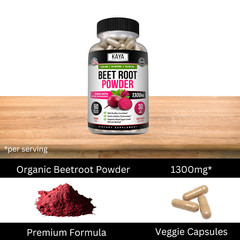 (2 Pack) Organic Beet Root Powder 1300mg Per Serving, 120 Capsules Total