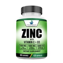 Zinc 100mg, Vitamin C 1000mg, Vitamin D3 5000IU per Serving, Immune Support