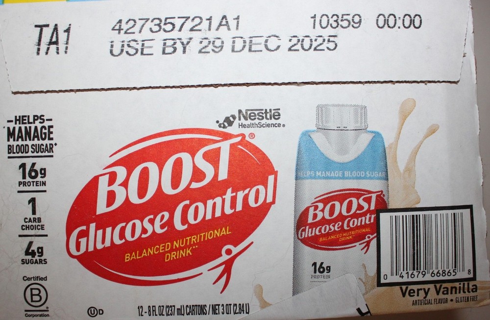 Nestle Boost Glucose Control Nutritional Drink 12 Pack 8 oz Very Vanilla 12/2025