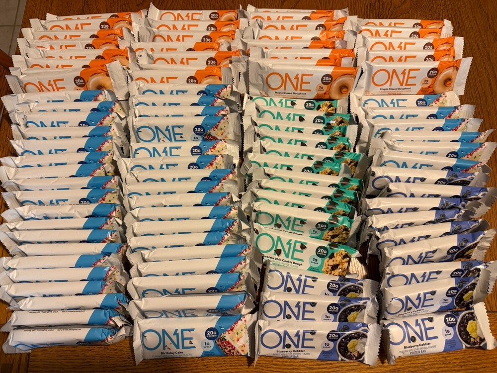 93 ONE Protein Bars Birthday Cake Maple Glazed Donut Blbry ChChp CD Lot JULY ‘26