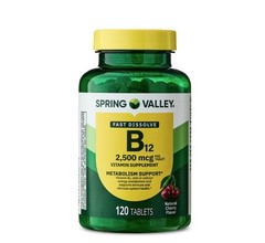 2 PACK Spring Valley Vitamin B12Quick Dissolve Tablets Supplement 2500Mcg Cherry