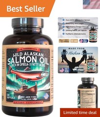 Omega-3 Supplement- Wild Alaskan Salmon Oil- 1000mg, EPA and DHA- 120 Softgels