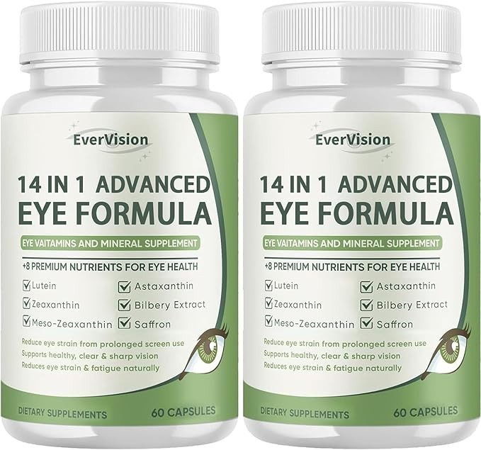 Evervision 14 in 1 Advanced Eye Formula, Eye Vitamin and Mineral Supplement, 60