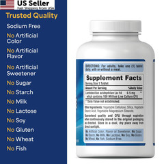 Puritan’s Pride Probiotic Acidophilus 100 Million 250 Tablets Digestive 8 Month