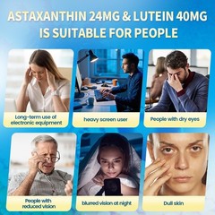 14-in-1 Astaxanthin 24mg & Lutein 40mg Supplements, 180 Softgels, Antioxidant, E