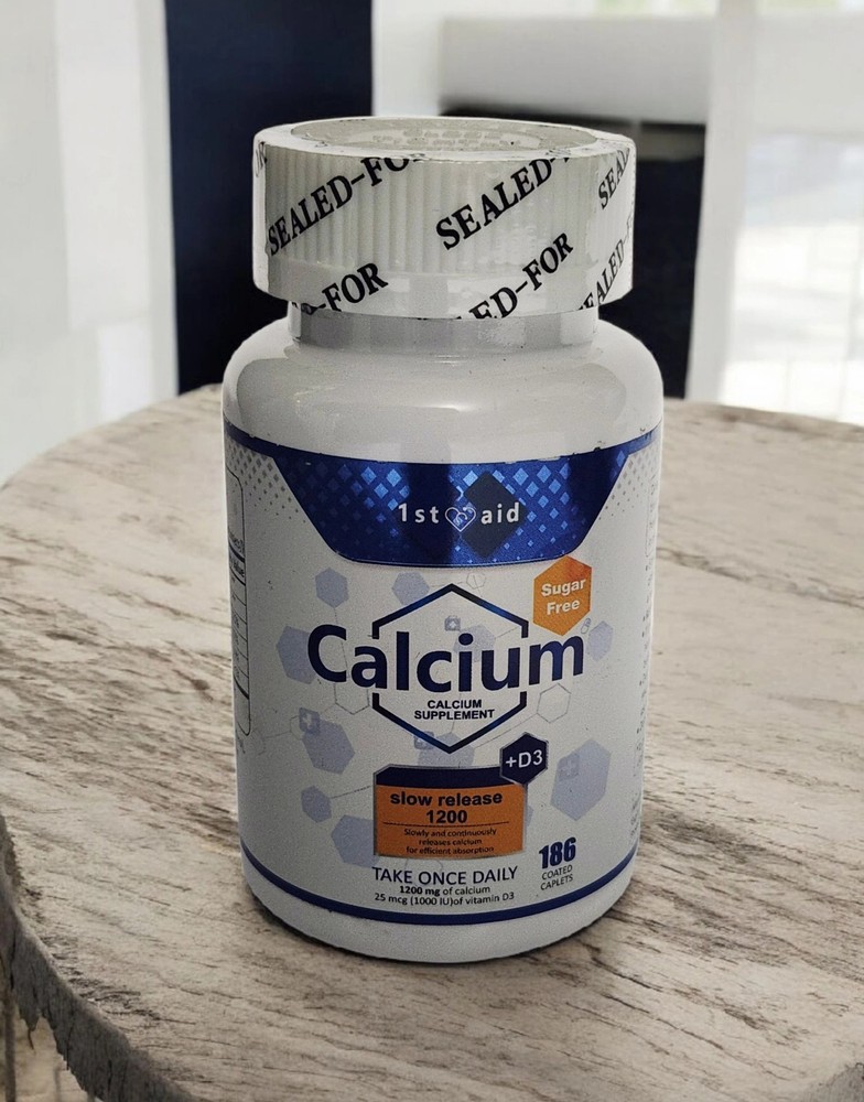 1st Aid Calcium + D3 Supplement Slow Release 1200mg 186 Ct Caplets Exp 04/27 NEW